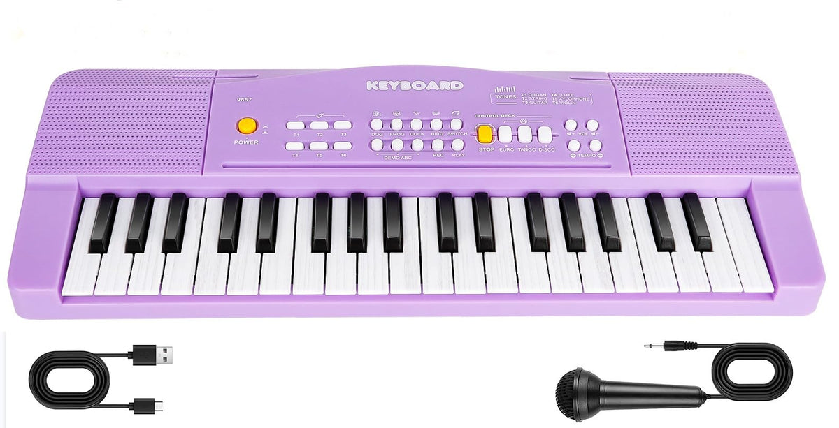 M SANMERSEN toy piano purple front view encourages imaginative play and beginner music exploration