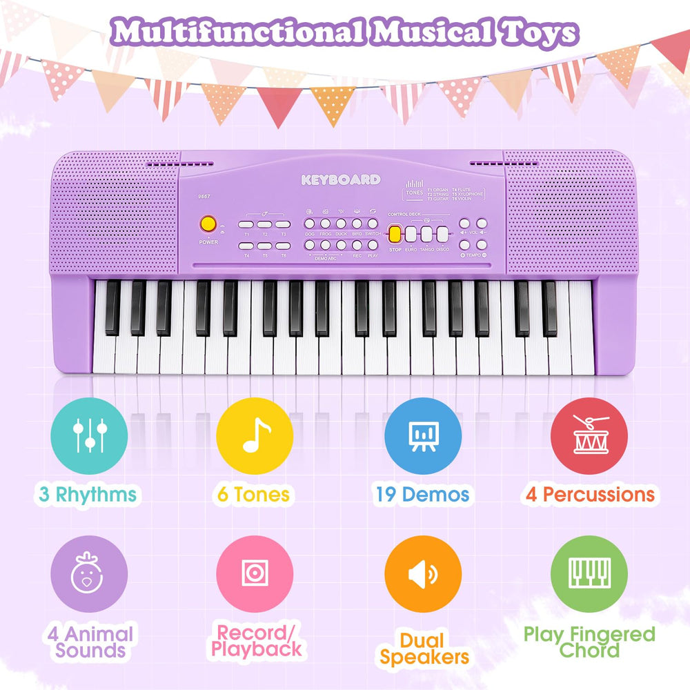M SANMERSEN toy piano purple microphone highlights singing along for interactive learning