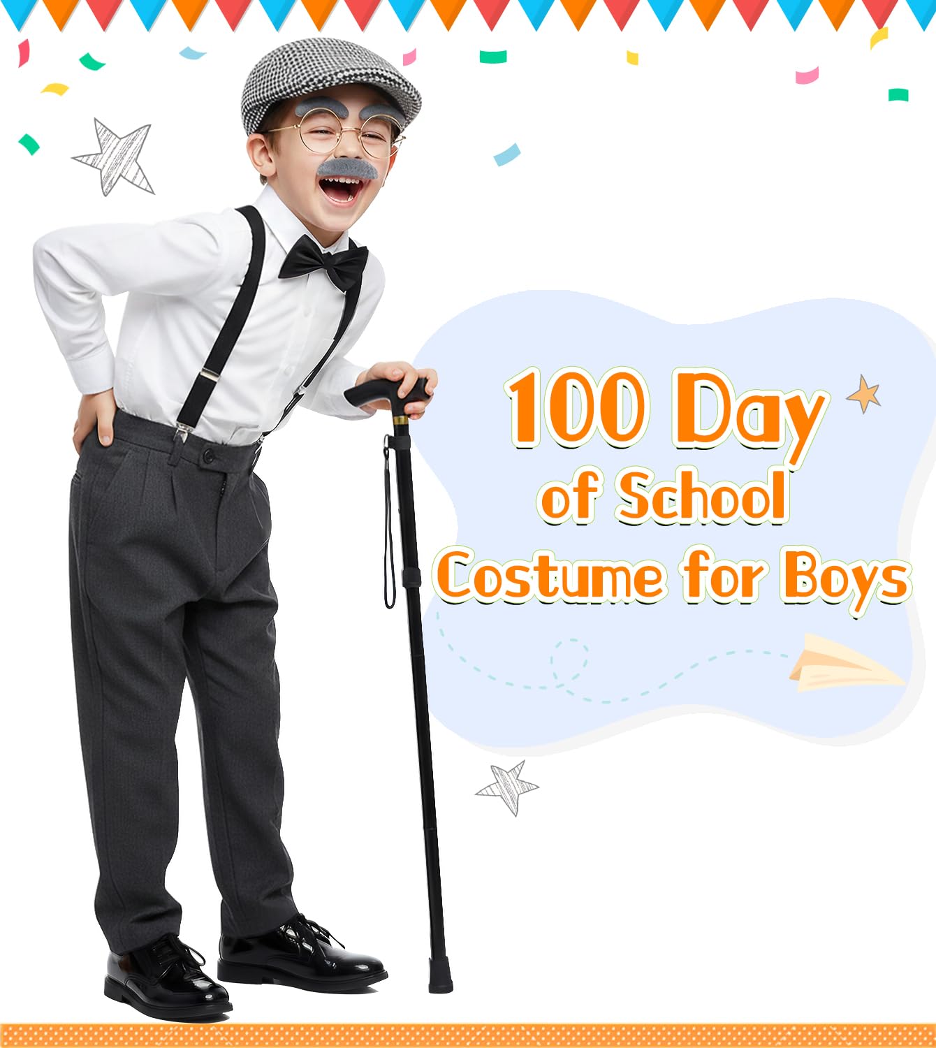 Mscawow old man costume glasses, metal frame built for durable school events.