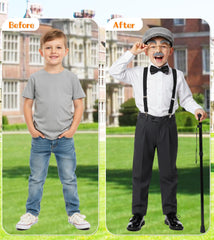Mscawow old man costume suspenders, secure fit for active pretend play.