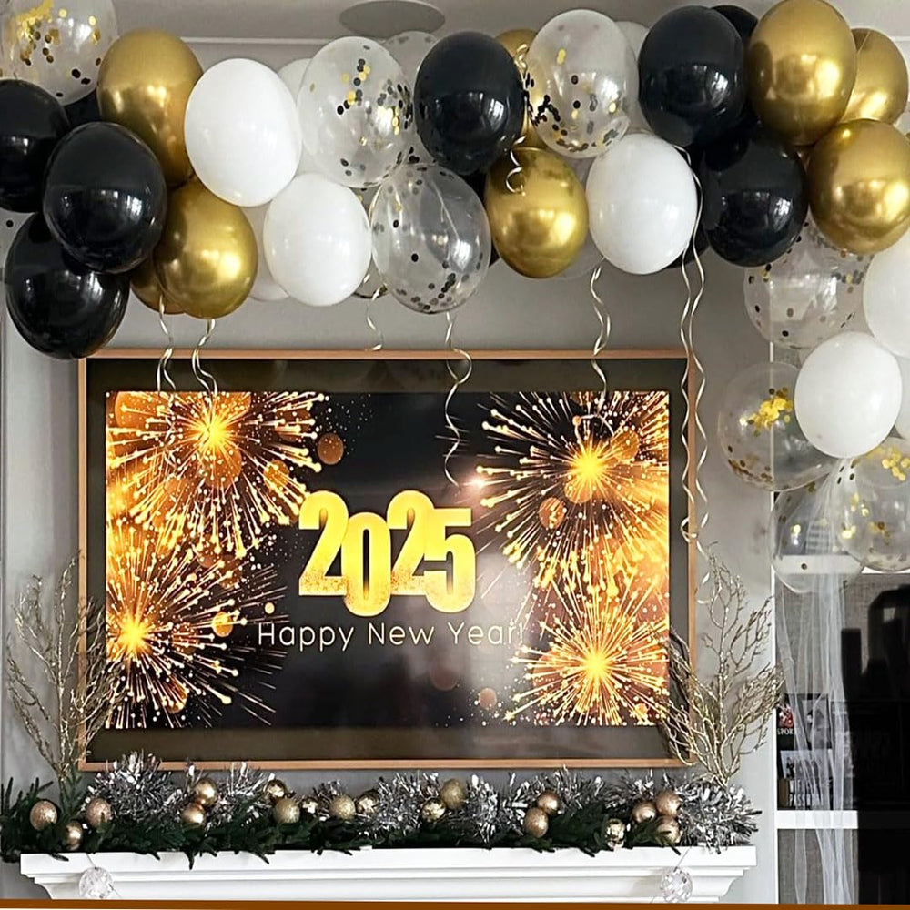 Msiveavz black balloon closeup with gold ribbon showcases premium finish.