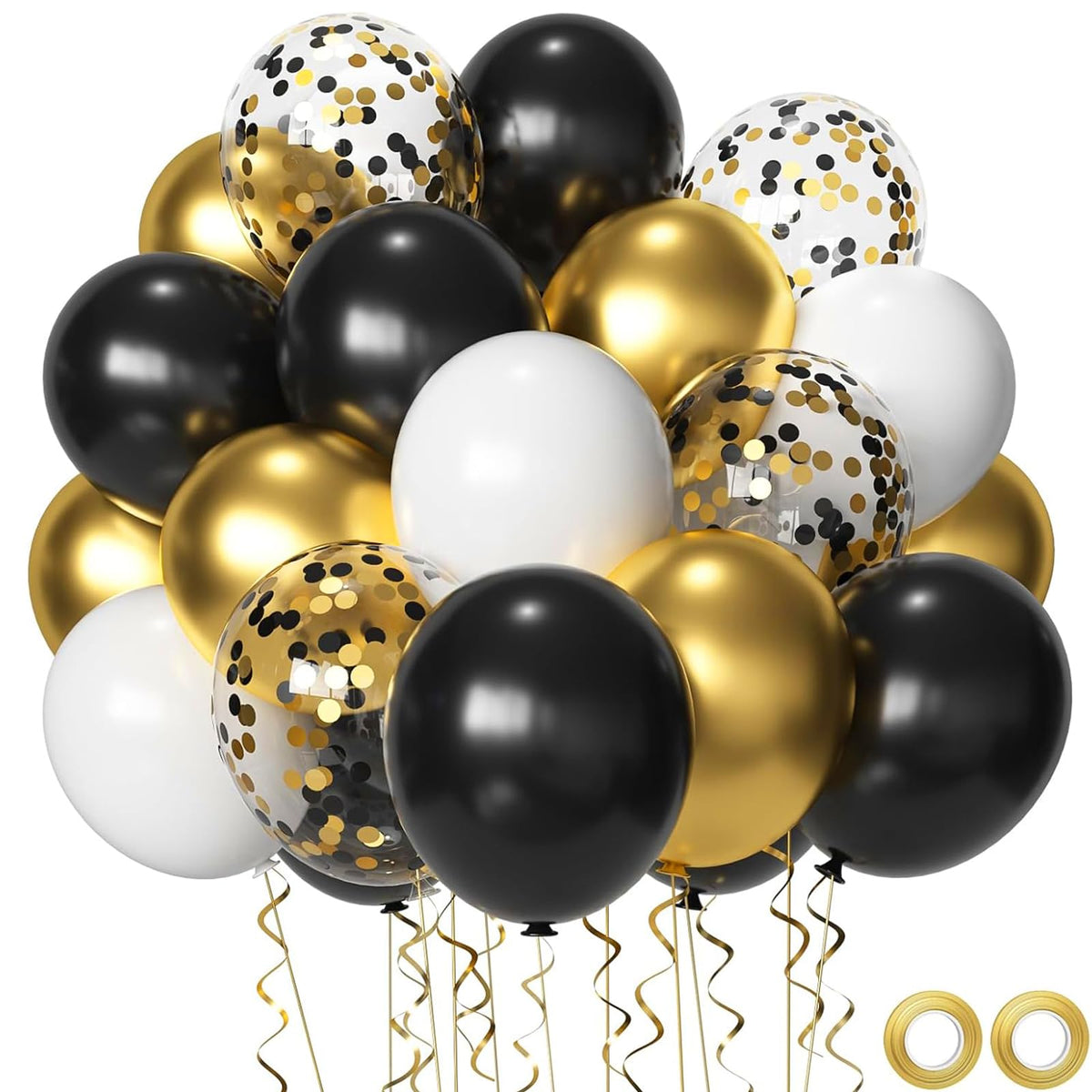 Msiveavz black white gold balloon set for elegant events and photo-ready décor.