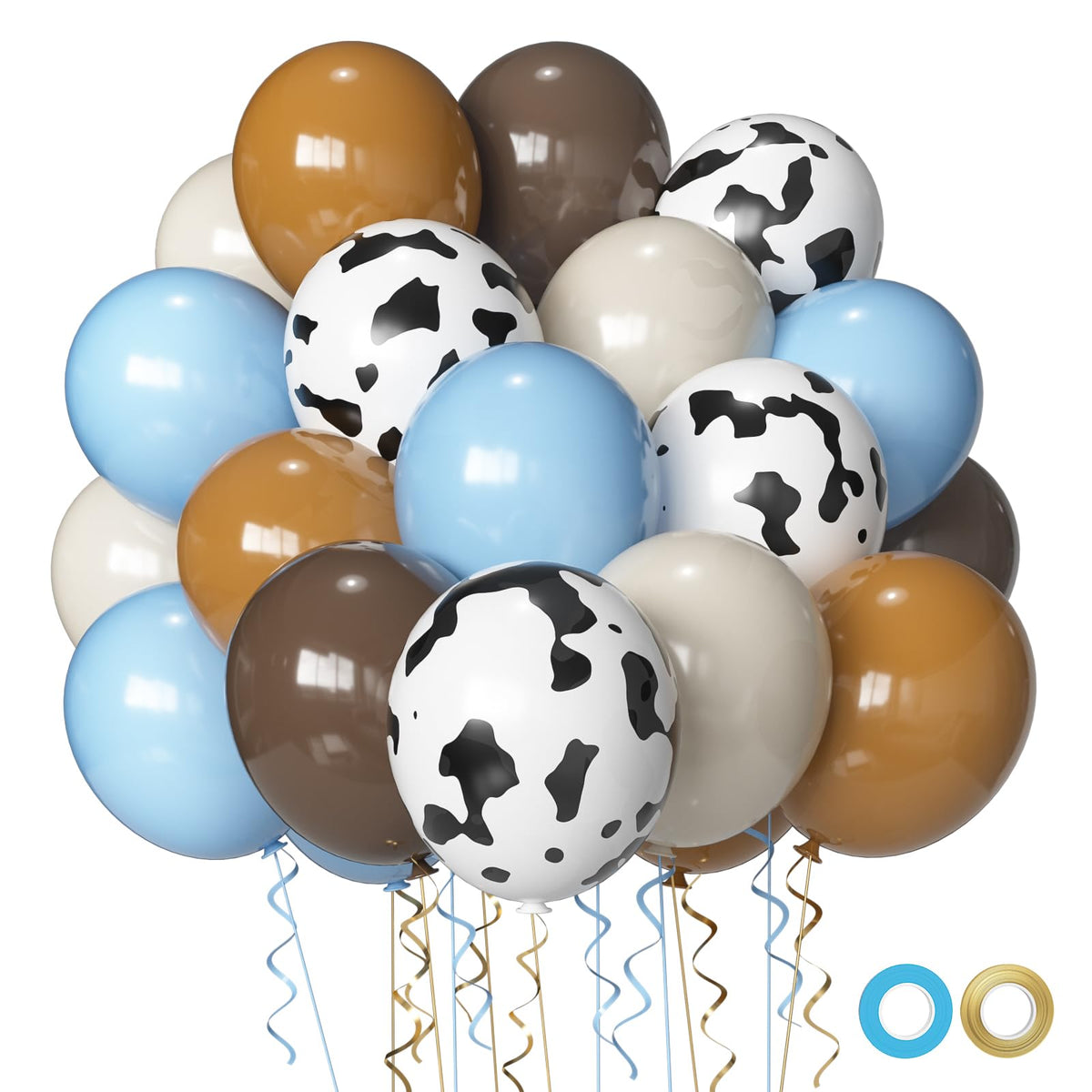 Msiveavz blue brown cow print balloons for farm-themed celebrations