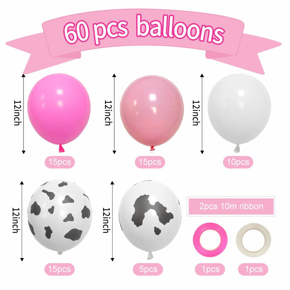 Msiveavz cow-print balloons in light pink and white for charming party accents