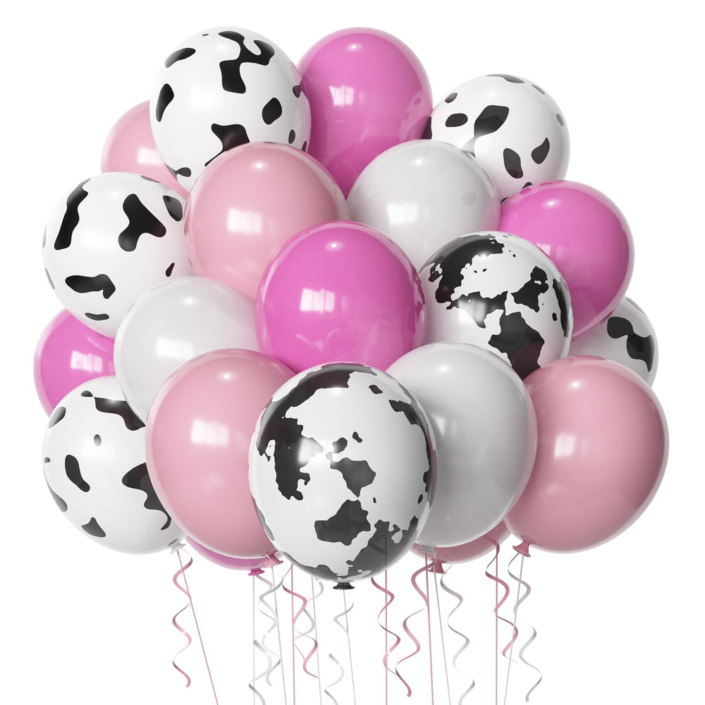 Msiveavz cow-print balloons set with pink dominance for bright birthday décor