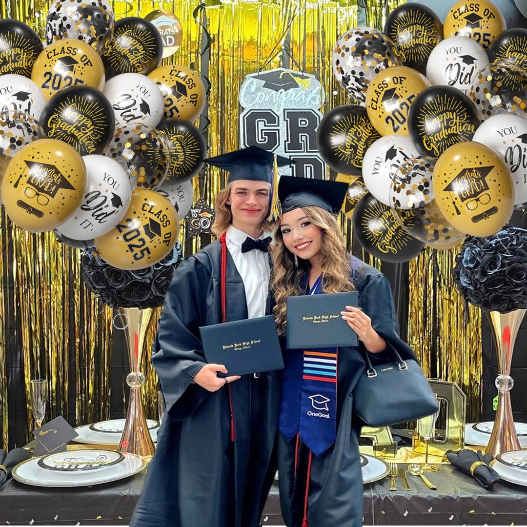 Msiveavz gold 2025 balloons with congrats grad for festive photo backdrop