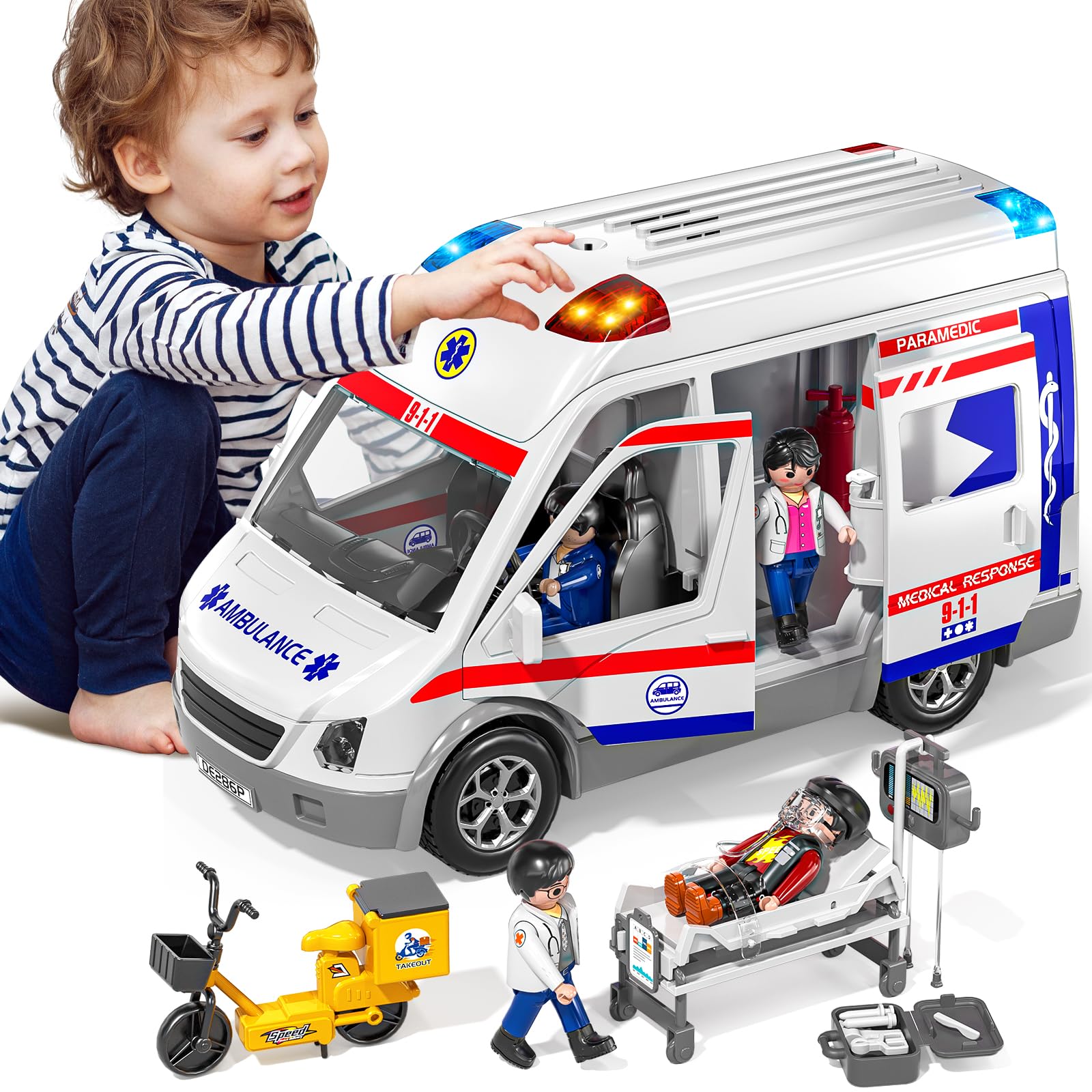 MSKOLER delivery rider figure adds team dynamic to play sessions.
