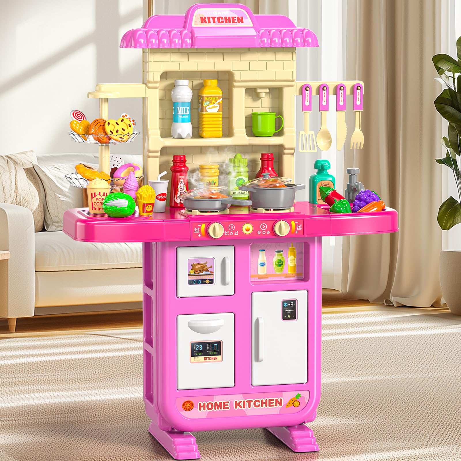 MSKOLER pink kitchen attracts little chefs for imaginative meals