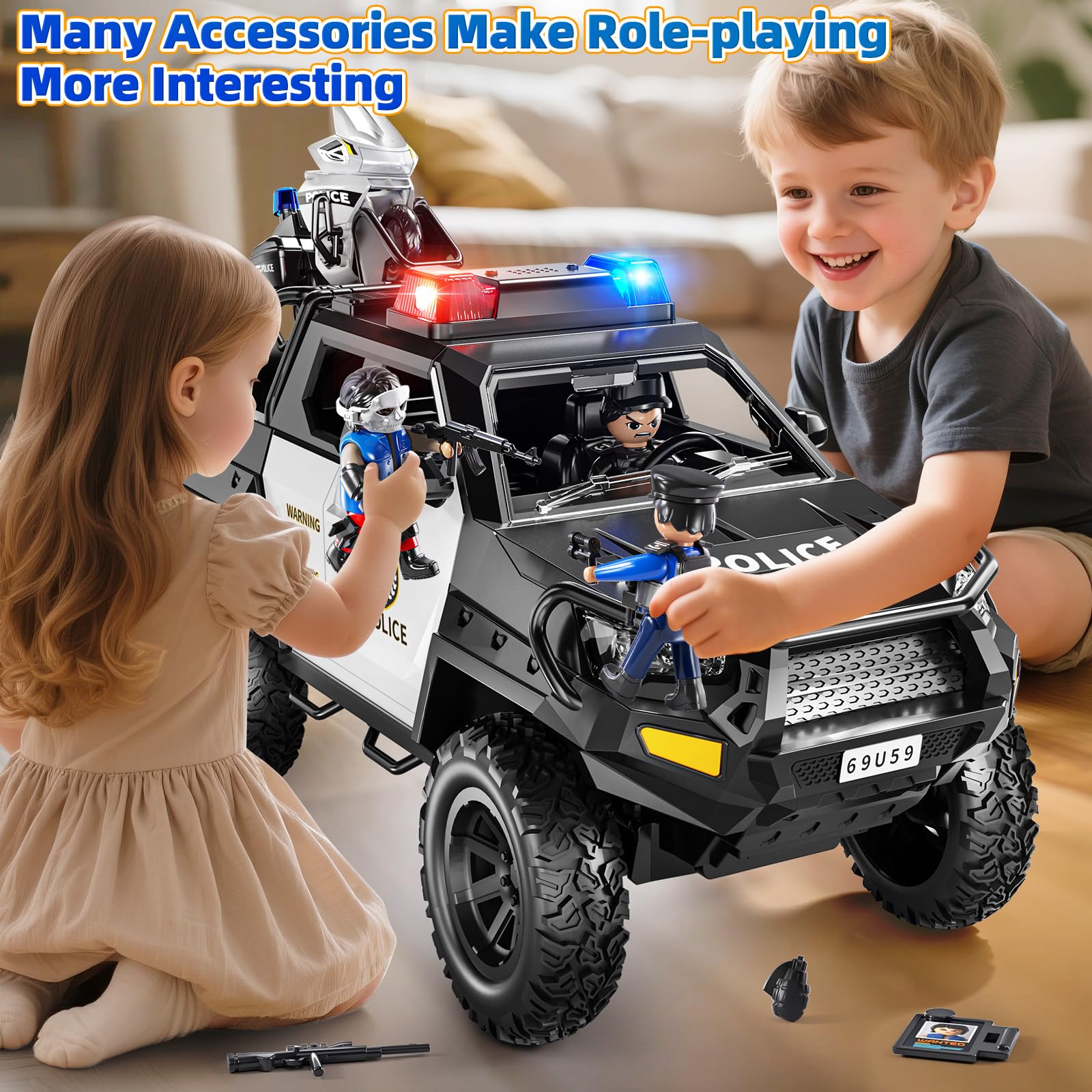 MSKOLER police car toy 360-degree turret enriches action-packed scenarios