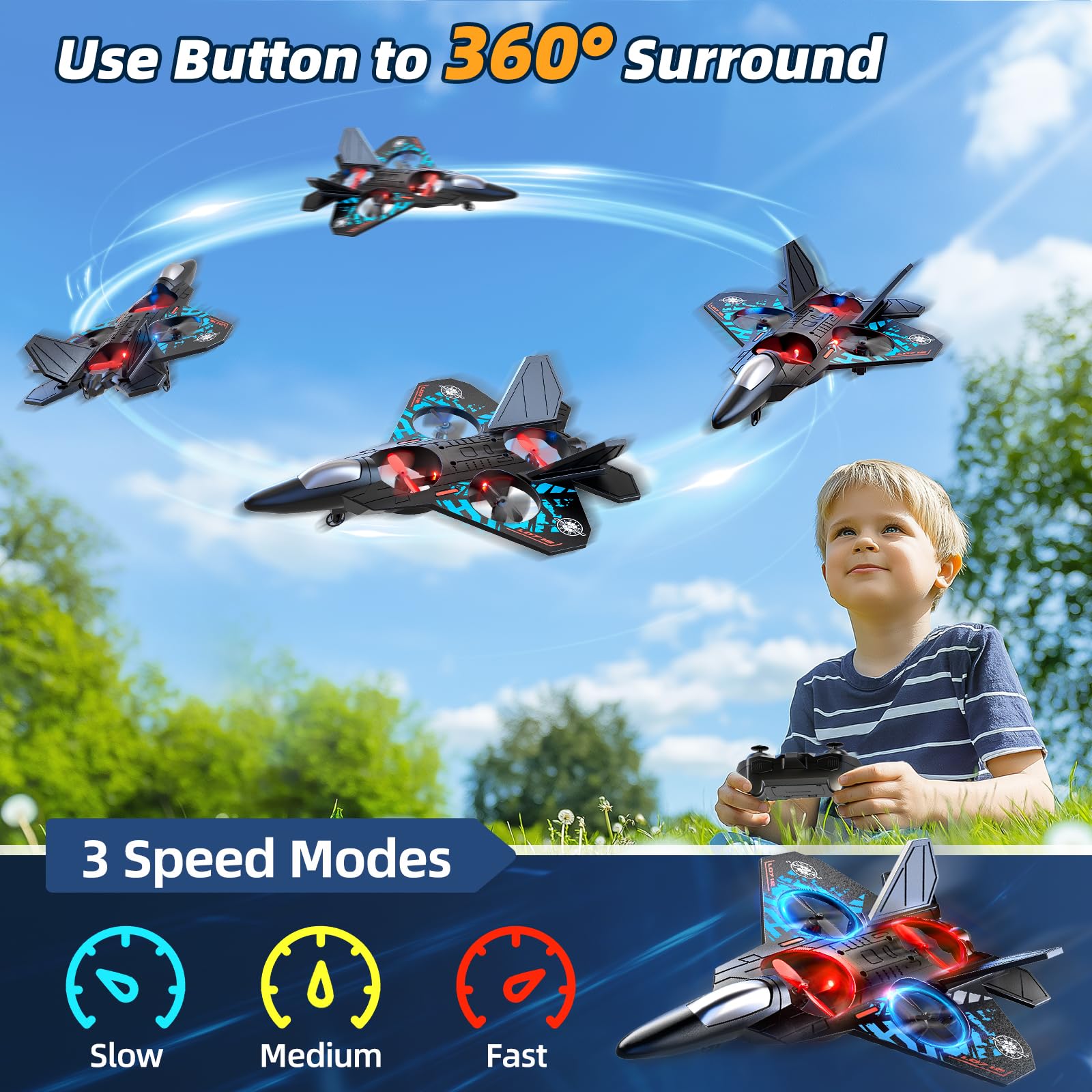 MSKOLER RC plane with LED lights for vibrant night flights.