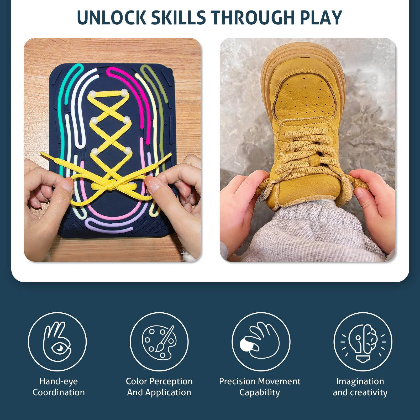 MSLANE Sensory Activity Board silicone strings provide tactile stimulation and fine motor work