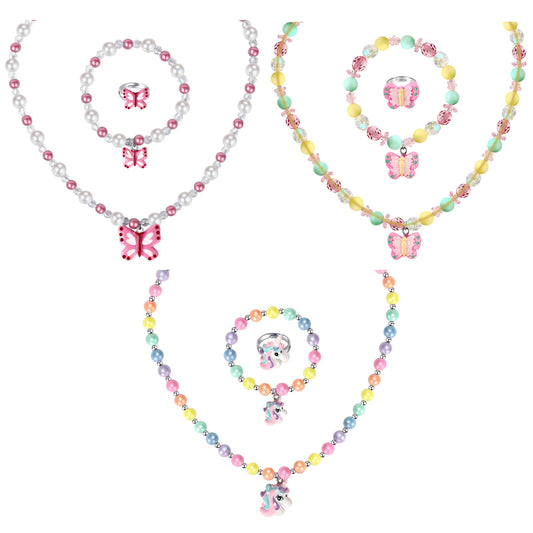Msnailfly 3-set necklace with unicorn design for playful party looks
