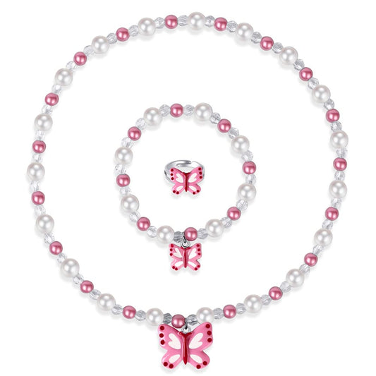 Msnailfly butterfly stretch necklace with colorful pendant for kids' outfits