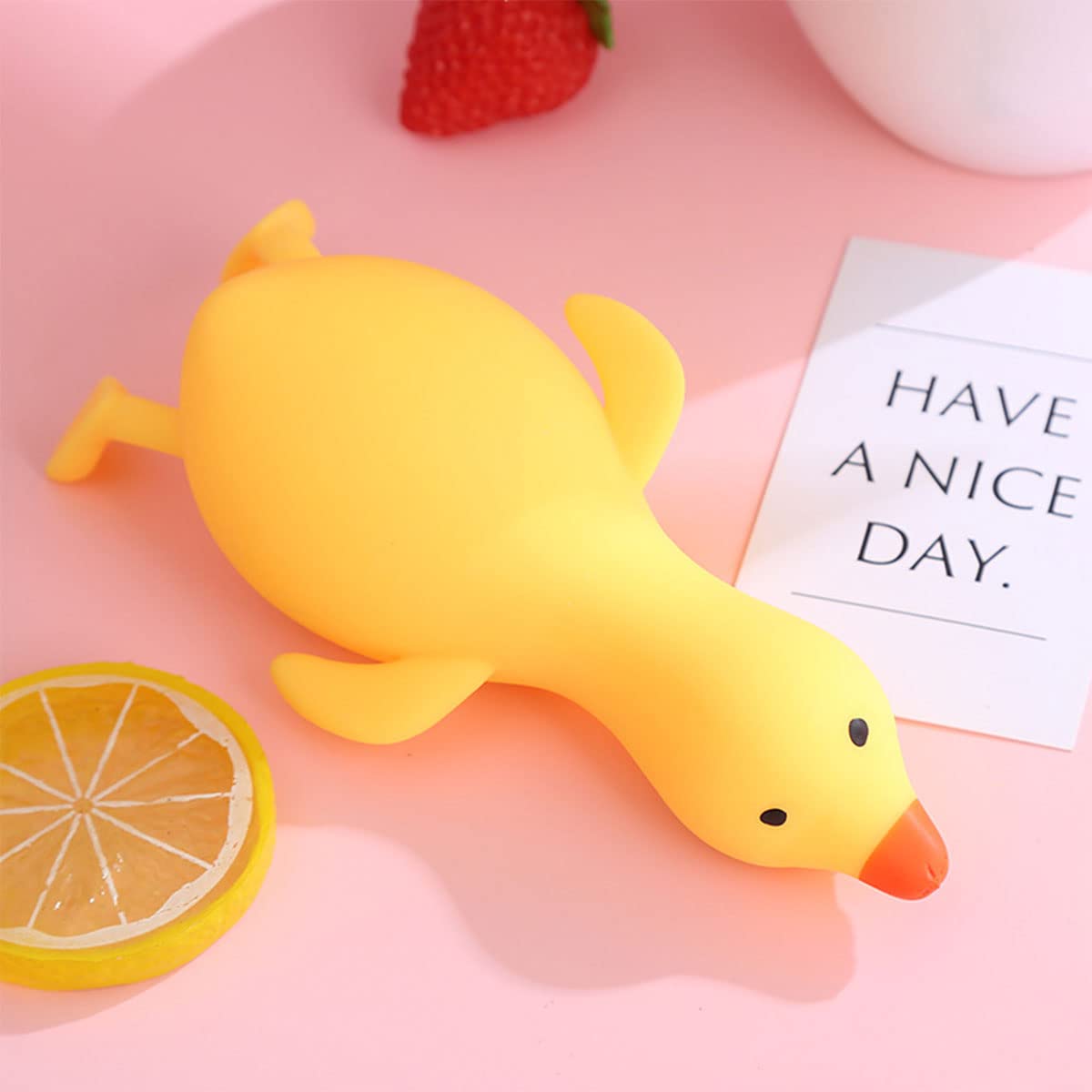 MSRRTUSY soft jelly-like duck toy showing tactile squishiness and stretch