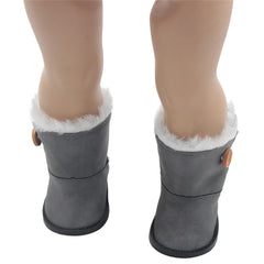 MSYO gray bow shoes for 18-inch dolls, easy dressing.