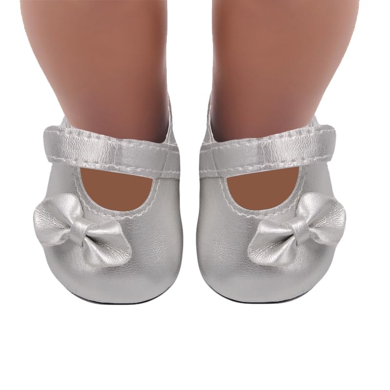 MSYO sequin shoes light pink for 18-inch dolls, festive flair.
