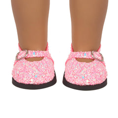 MSYO sequin shoes light purple for 18-inch dolls, eye-catching.