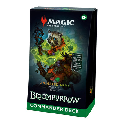 Magic the Gathering Bloomburrow Animated Army deck front view for ready to play battles.