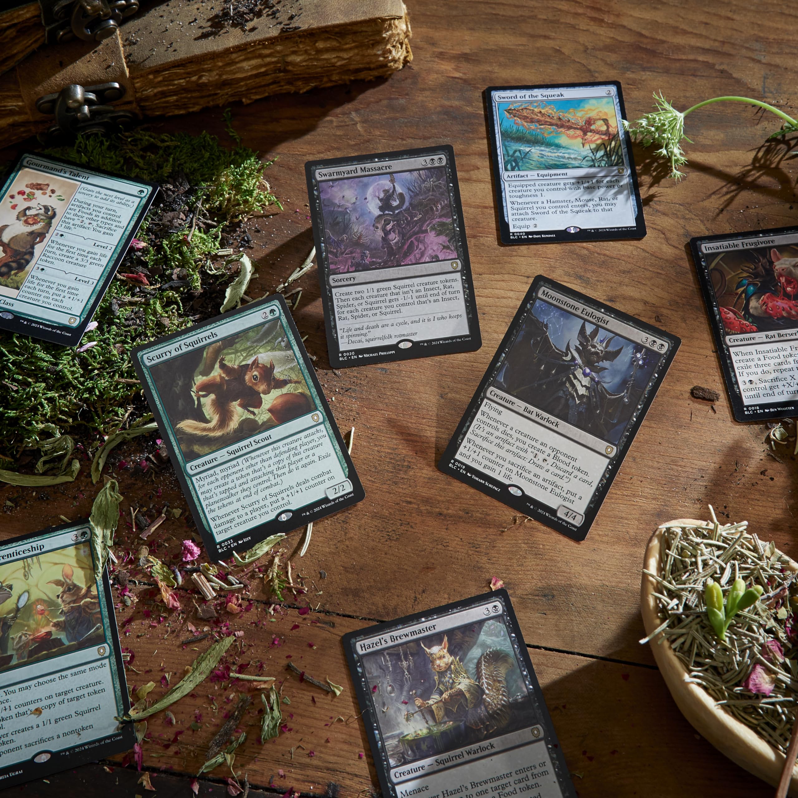 Magic: The Gathering Bloomburrow strategy insert with build ideas and tips.
