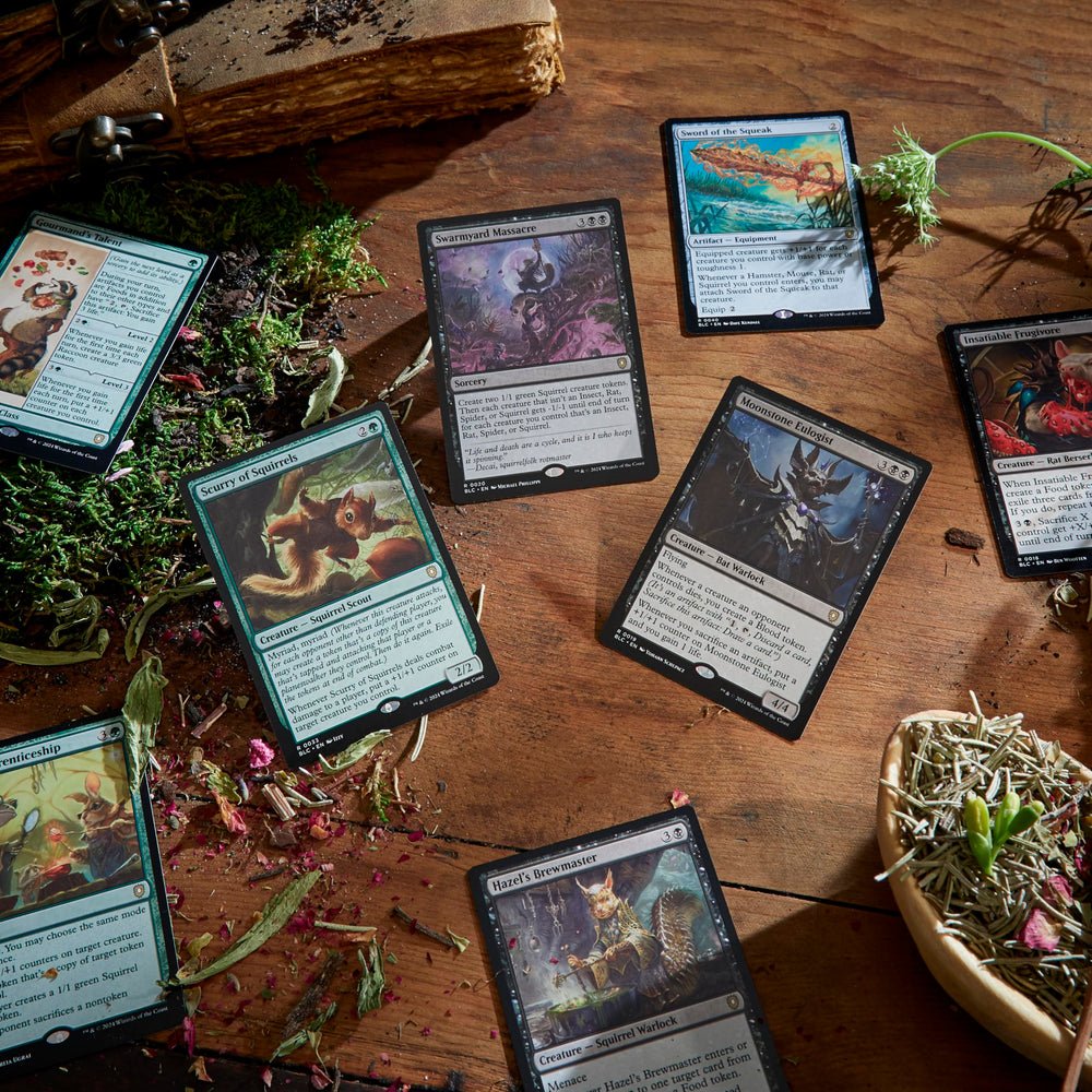 Magic: The Gathering Bloomburrow strategy insert with build ideas and tips.