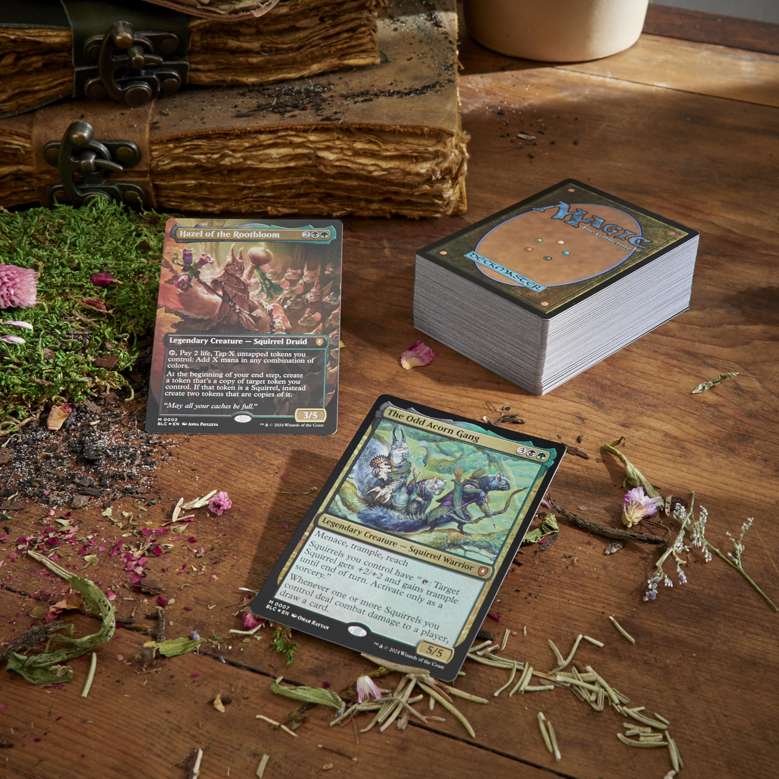 Magic: The Gathering Bloomburrow tokens, double-sided for quick battlefield setup.