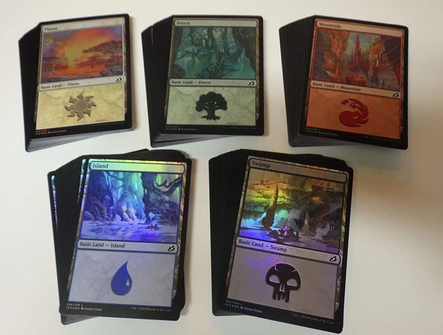 MTG Decks & More foil basic lands 100-pack for quick deck setup and vibrant play