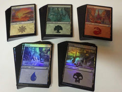 MTG Decks & More foil basic lands 100-pack for quick deck setup and vibrant play