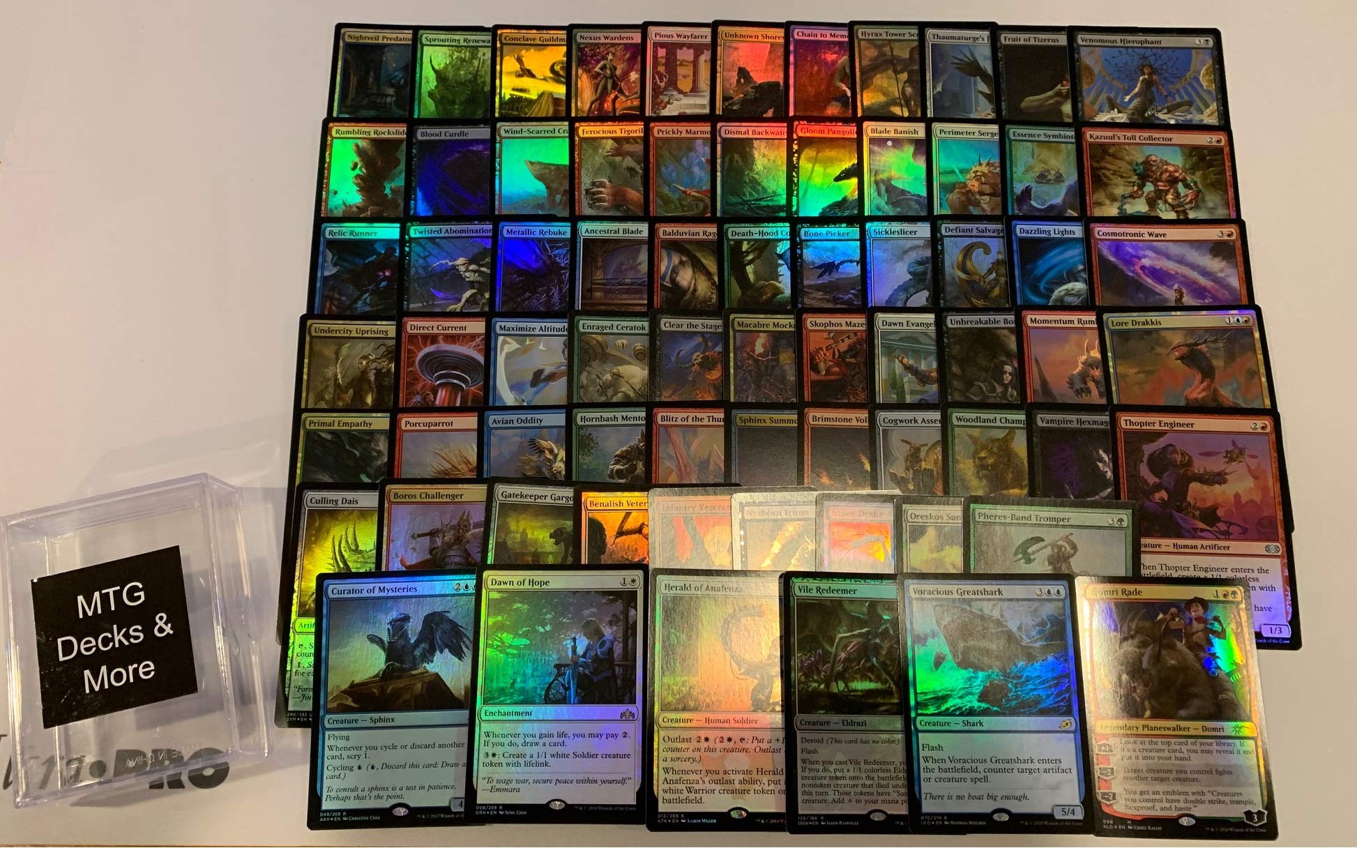 MTG Decks & More foil collection: 70 cards in a hard box for quick deck upgrades.