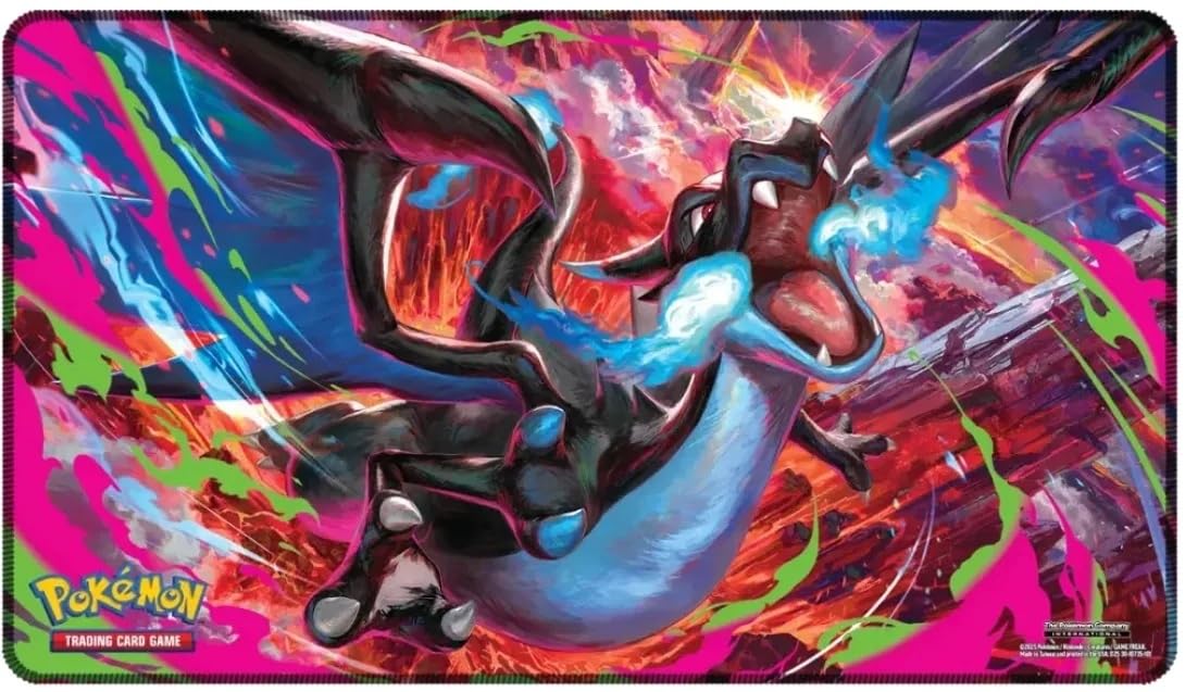 MTG Decks and More Mega Charizard Playmat with Charizard art for smooth, protective gameplay