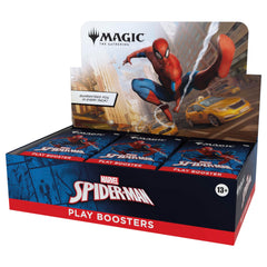 Magic: The Gathering Spider-Man Play Booster Box front view for group play and collection.