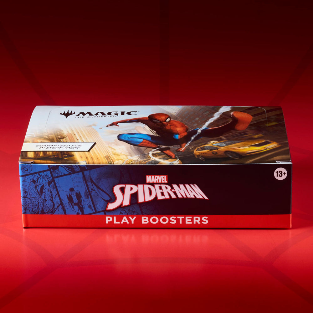Magic: The Gathering Spider-Man land foil example illustrating rarity.