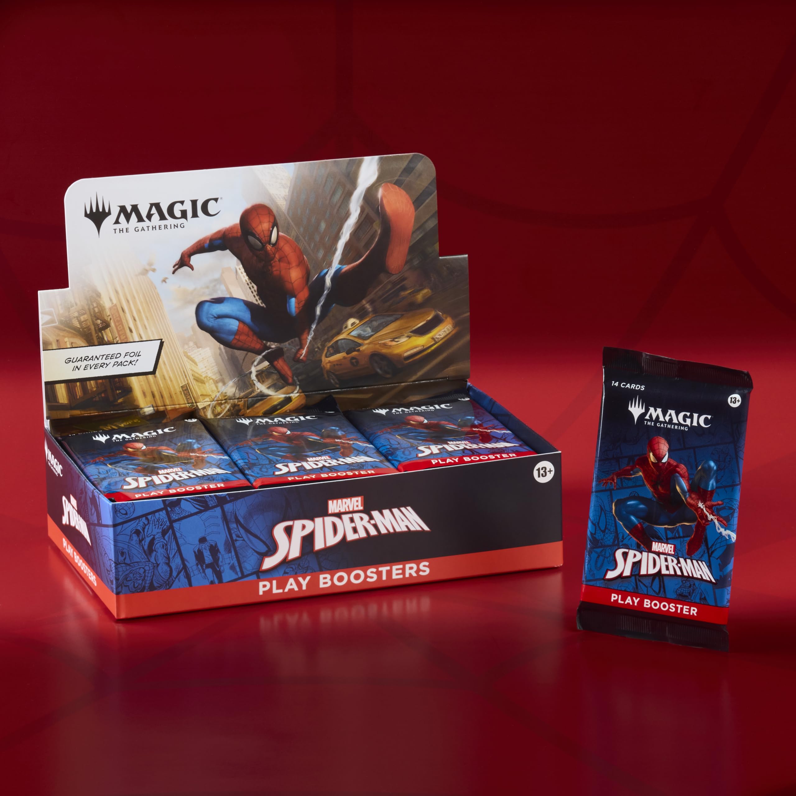 Magic: The Gathering Spider-Man pack opening moment with excitement.