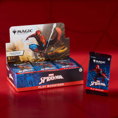 Magic: The Gathering Spider-Man pack opening moment with excitement.