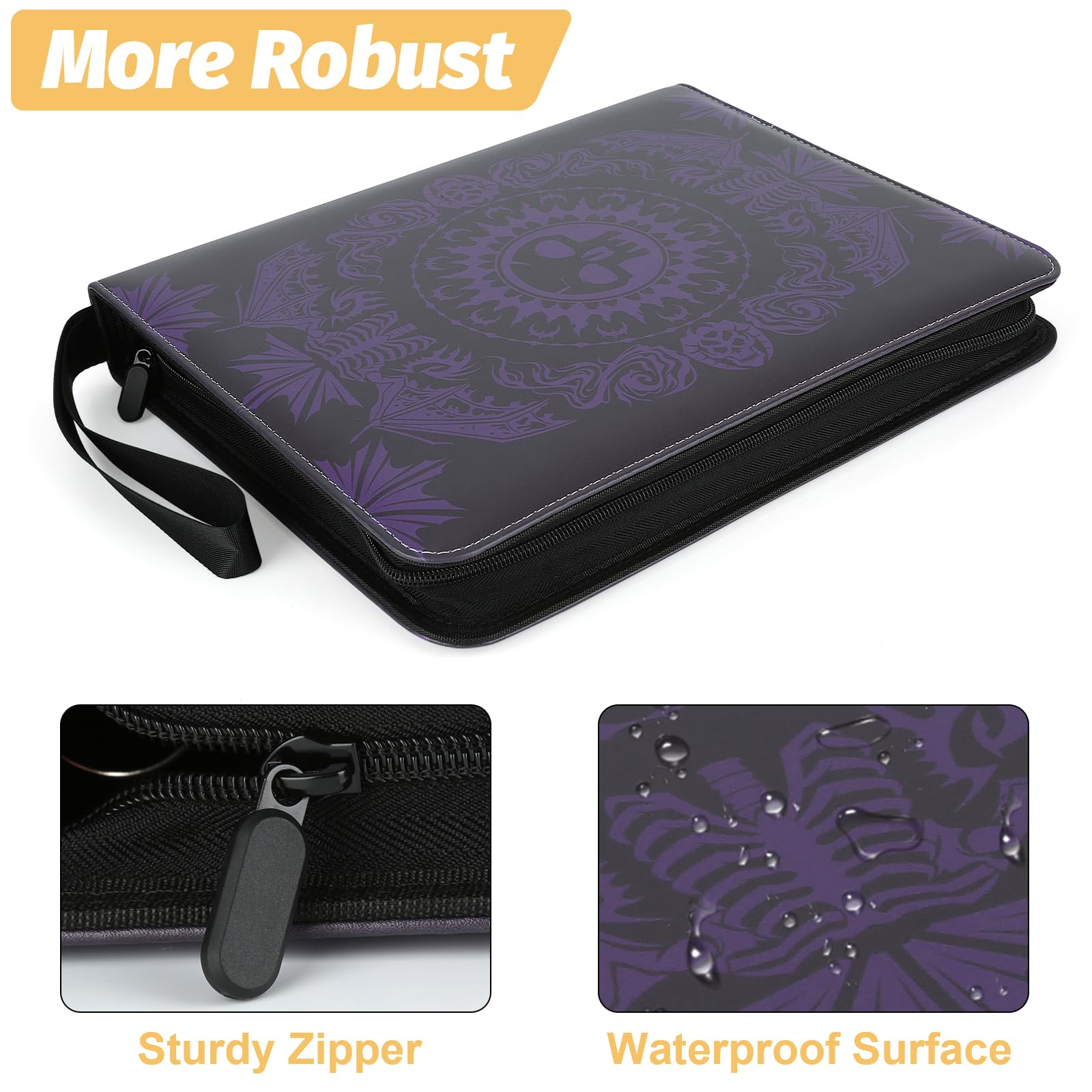 MTGPRO 9-pocket binder clear polypropylene sleeves protect cards from dust.