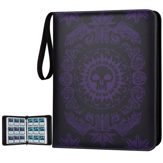 MTGPRO 9-pocket binder front cover in purple, showcasing durable protection for card collections.