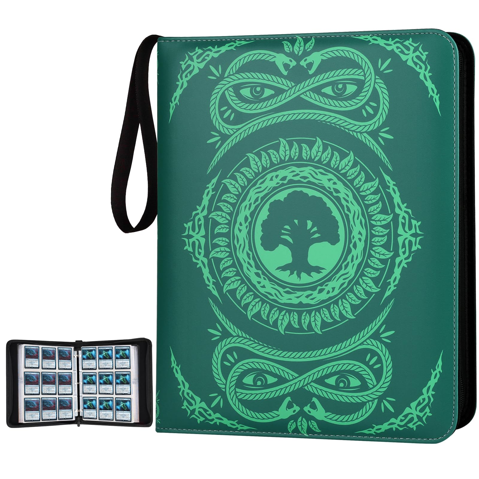 MTGPRO 9-pocket binder front view in green for MTG and TCG cards.