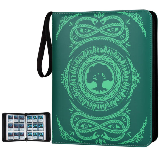 MTGPRO 9-pocket binder front view in green for MTG and TCG cards.