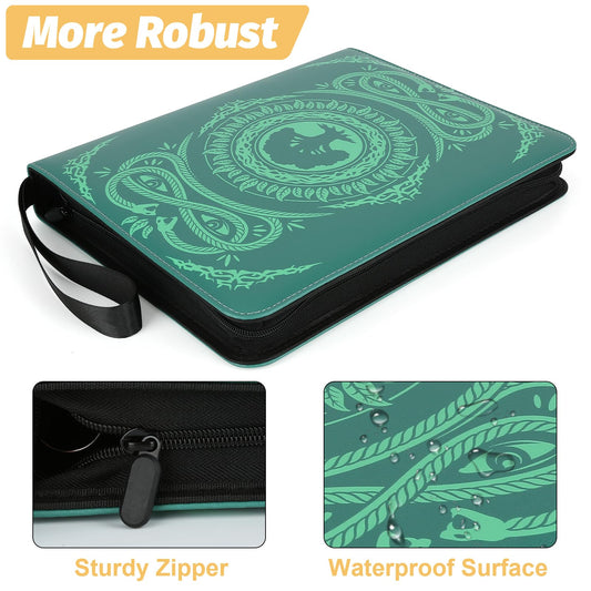 MTGPRO binder with clear polypropylene sleeves protecting cards from dust.