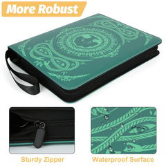 MTGPRO binder with clear polypropylene sleeves protecting cards from dust.
