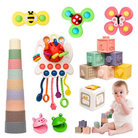 MTTIERY 6-in-1 Montessori toy pull-string set supports early color recognition and fine motor skills.