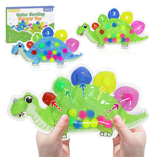 MTTIERY dinosaur color-sorting beads support color recognition and dexterity during play.