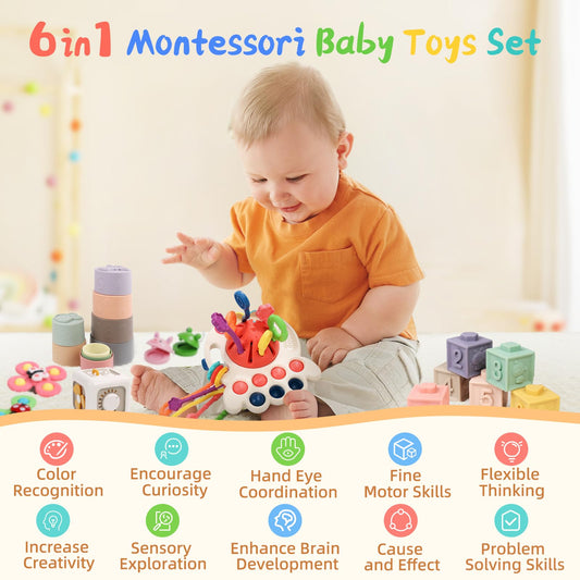 MTTIERY sensory pull-string toy features a suction cup for hands-on play on tables.