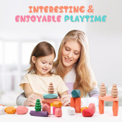 MTTIERY wooden stones set helping kids sort, stack, and build early math ideas.