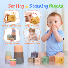 MTTIERY sorting and stacking blocks boost color, shapes, and hand-eye coordination.