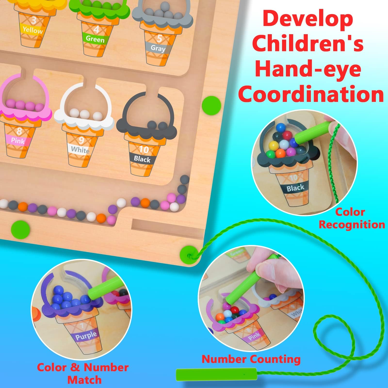 Fine motor skills development with MTYOKILN toddler toy and maze movement.