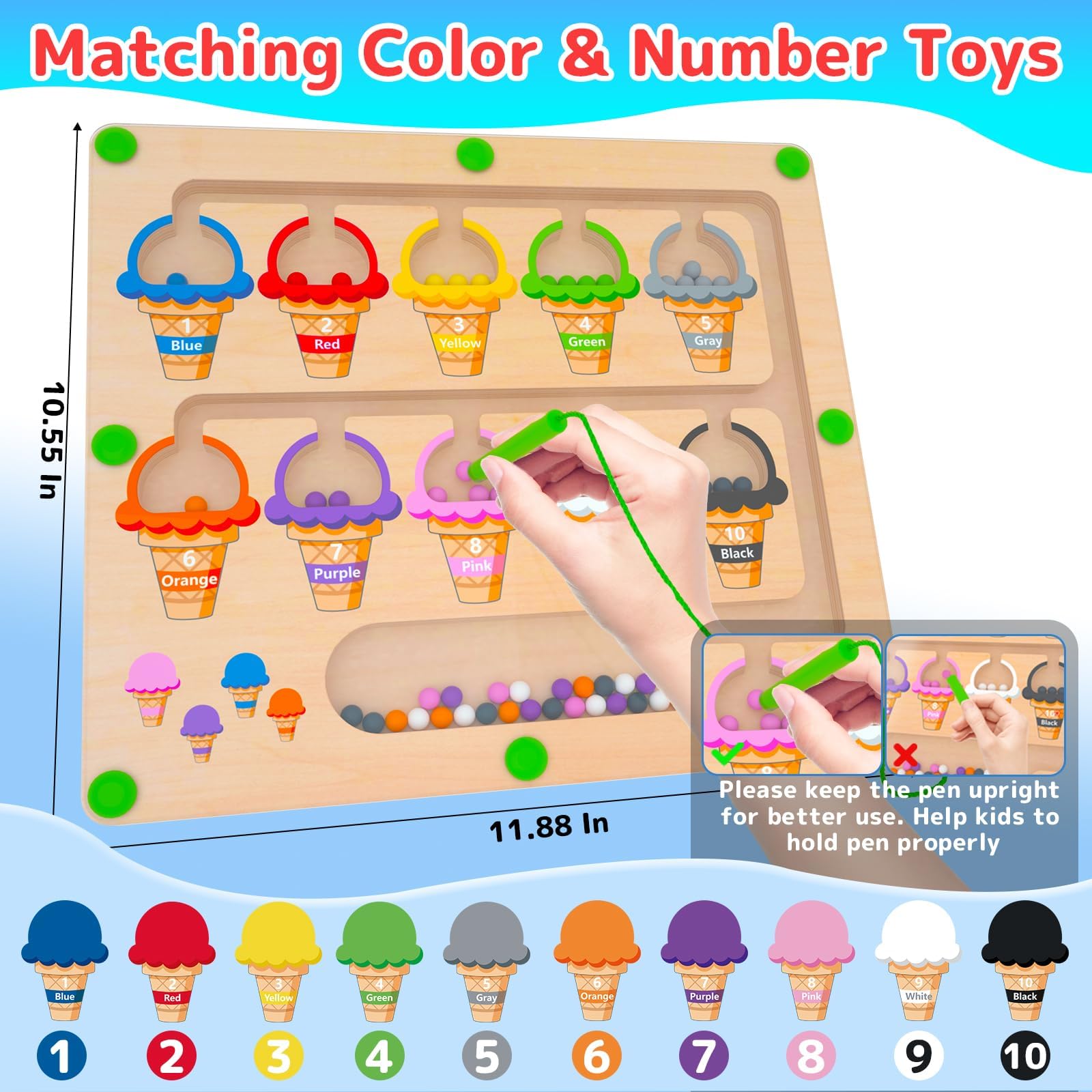 Wooden Montessori color matching toy by MTYOKILN for early learning.