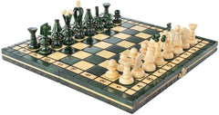 Muba folding wooden chess set with compact storage for travel and display.