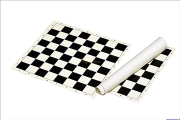 Muba standard vinyl roll-up chess board in black, durable and wipe-clean for clubs and tournaments.