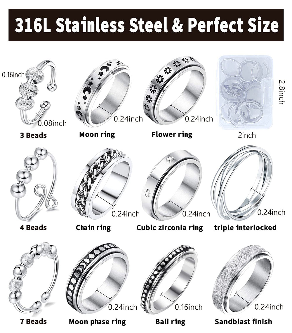 MUCAL fidget ring chain style for casual everyday wear