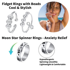 MUCAL fidget ring moon-star design adds stylish flair for evenings